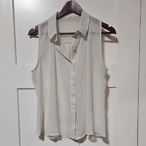 Mine Brand Sheer Cream/Ivory Blouse By Mine, Size Large